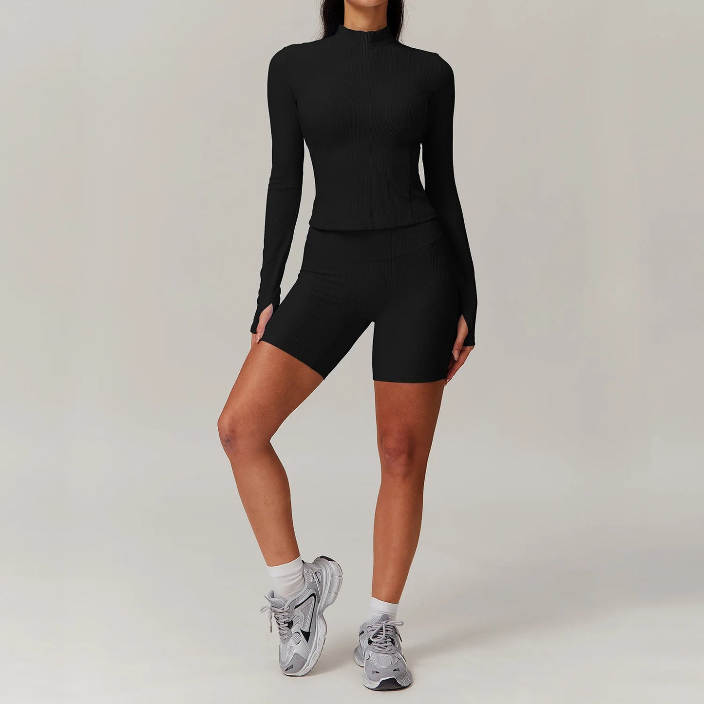 White 2PCS Women Yoga Set Workout Tracksuits Sportswear Gym Clothing Fitness Long Sleeve Jacket Waist Leggings Sports Suit