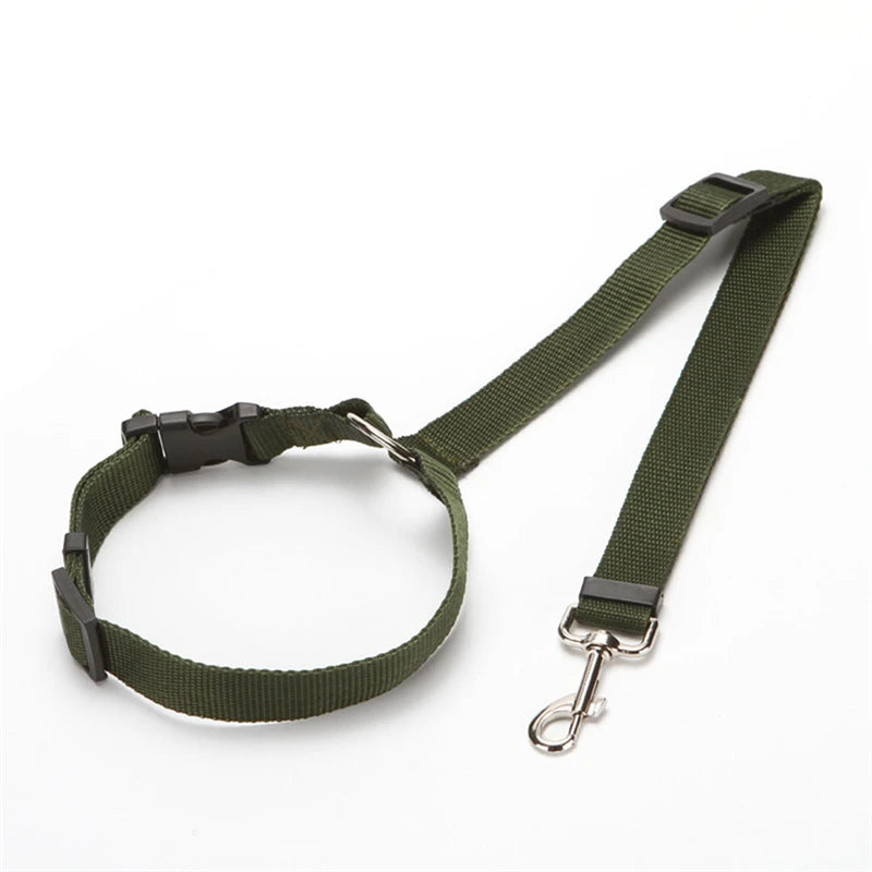 Nylon Safety Belt for Dogs Solid Color Pet Car Seat Belt Two-in-one Leash Adjustable Dog Harness Collar Products Pet Accessories
