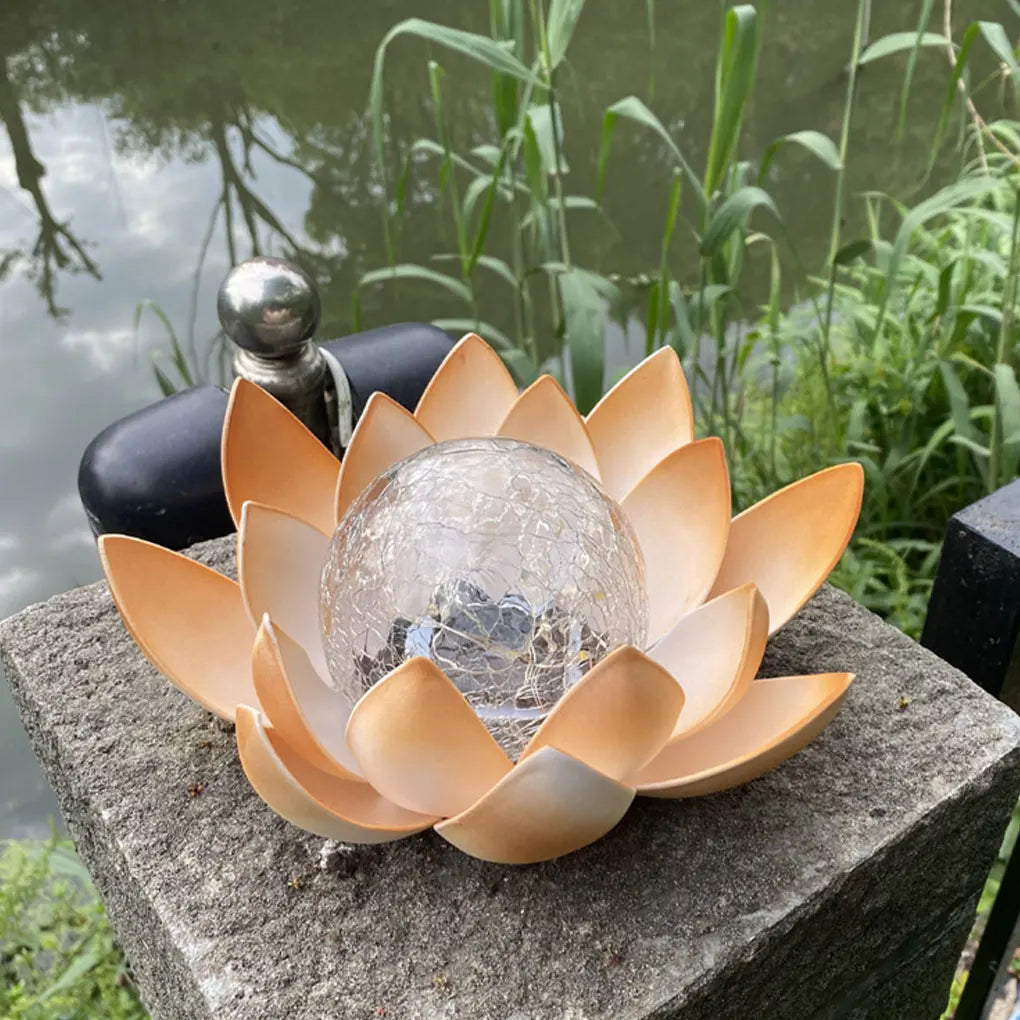 Lotus Shaped Garden Solar Lights Cracked Glass Ball Garden Lamp Halloween Christmas Outdoor Patio Lawn Garden Decoration !!!