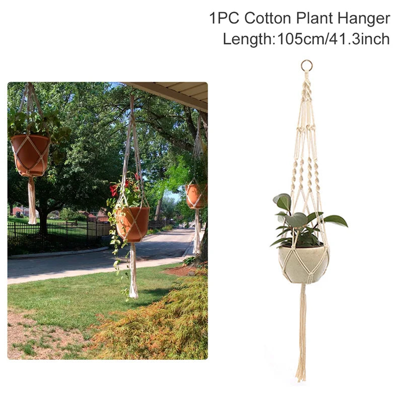 Hanging Plant Handmade Macrame Courtyard Garden Decoration
