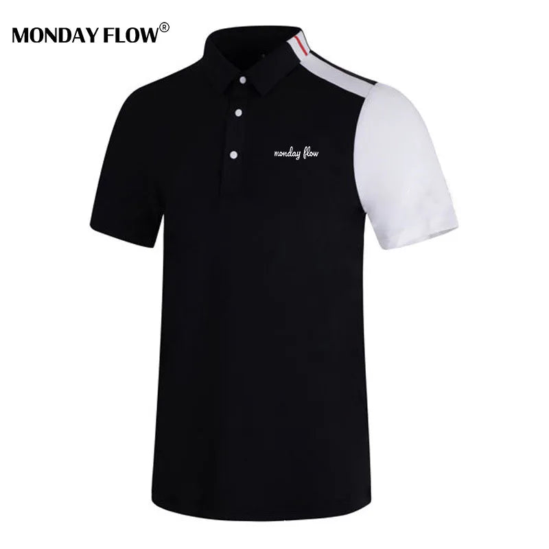 Monday Flow Summer Golf Wear Men's Short Sleeve Outdoor Sports Quick Drying Clothes Breathable Sweat Wicking T-Shirt Golf Shirts