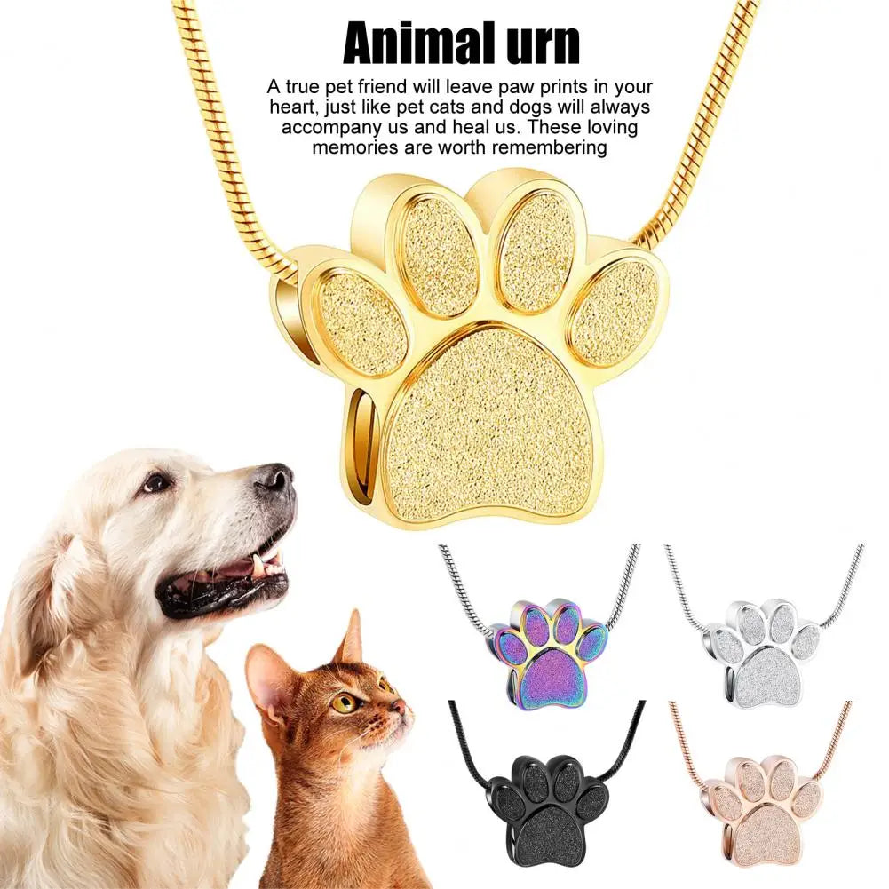 Meaningful Pet Ash Pendant Pet Paw Print Cremation Necklace for Ash Keepsake Jewelry Cat Dog Urn Pendant for Ash for Man/women