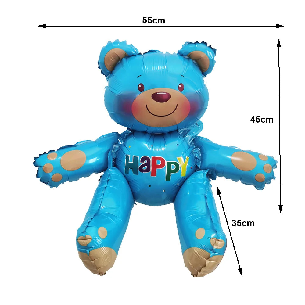 Valentine's Day Balloon Banner Decoration Cartoon Brown Bear Balloon Oversized Rose Balloon Foil Balloon Party Decor Balloon