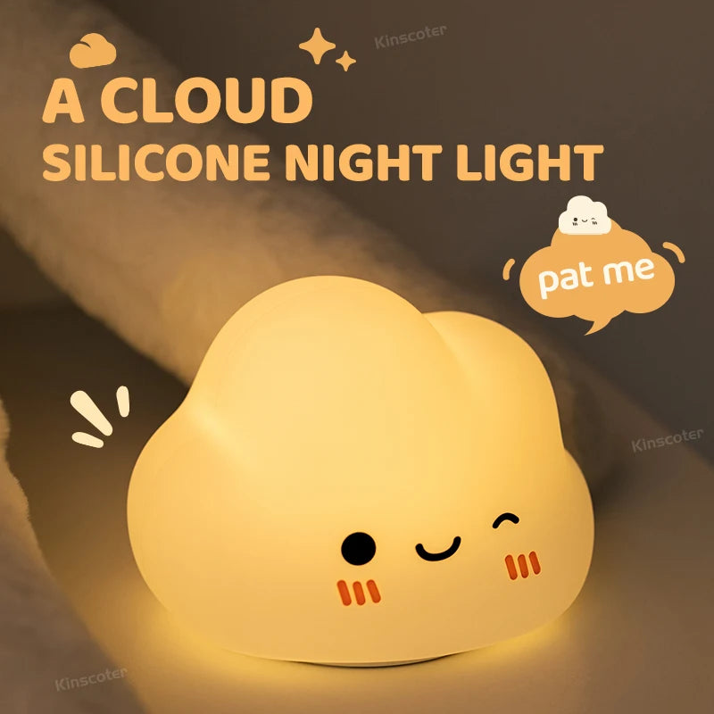 New Cloud Silicone Night Lighting USB Rechargeable Dimming Sleep Night Lamp LED For Children's Room Cartoon Decor Birthday Gift