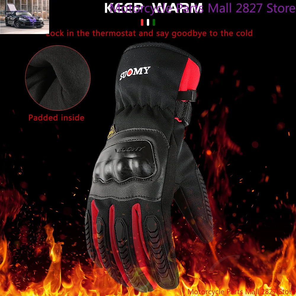 SUOMY Winter Motorradhandschuhe Wasserdichte Warme Motorrad Reithandschuhe Moto Guantes Männer Frauen Motorradfahrer Biker Handschuhe 