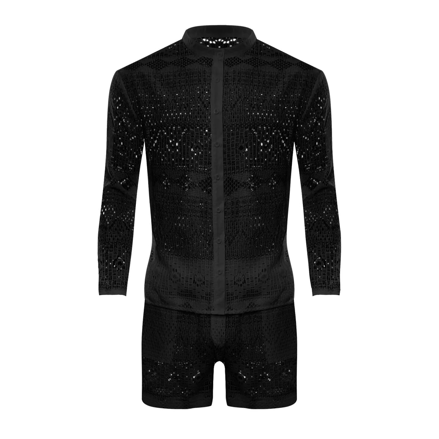 Men's Beach Wear Mesh Sets Spring Summer Sports Polo Shirts & Pants Tracksuits Breathable Casual Jogging Suits Holiday Clothes mon