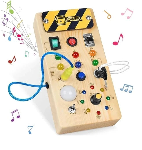 Fabrik Babyprodukte Heißer Verkauf 2023 Holz LED Lichtschalter Beschäftigt Brettspiele Montessori Pädagogisches Sensorisches Spielzeug für Kinder