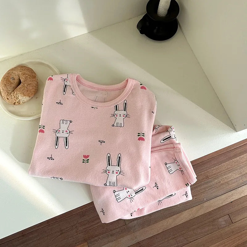 Children's Class A autumn and winter pajamas, boys and girls' wool stretcher home clothing, baby, small and large children's car