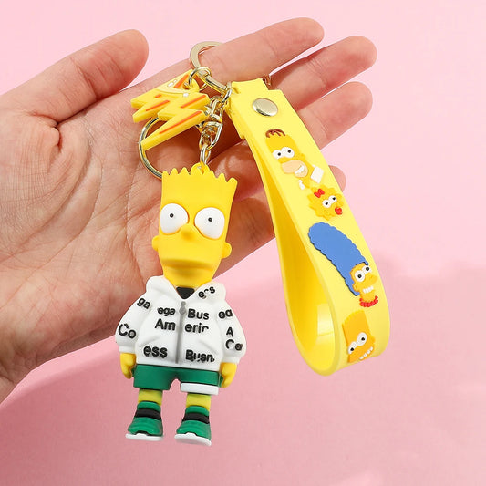 Disney Simpsons Keychain Cartoon Action Figure Key Chain Baby Pendant Couples Fashion Car Accessories Gifts Keyring Cute