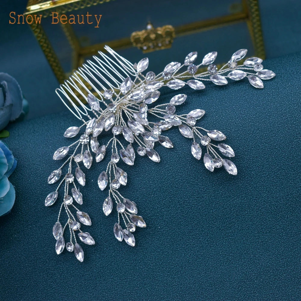 A487 Crystal Wedding Head piece Hair Comb Headband Bridal Hairpins Bridal Hair Jewelry Hairbands Party Accessories Gift Headwear