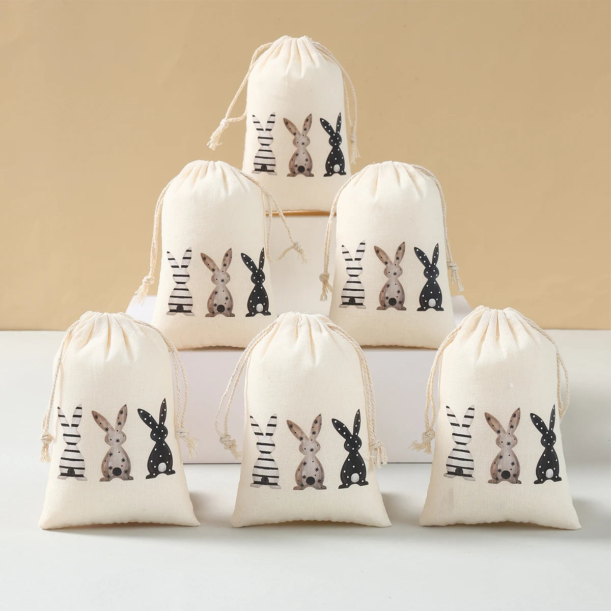 6Pcs Easter Linen Gift Bag Bunny Candy Cookie Packing Bag Spring Easter Party Favor Supplies Kids Candy Gifts Easter Decor 2025