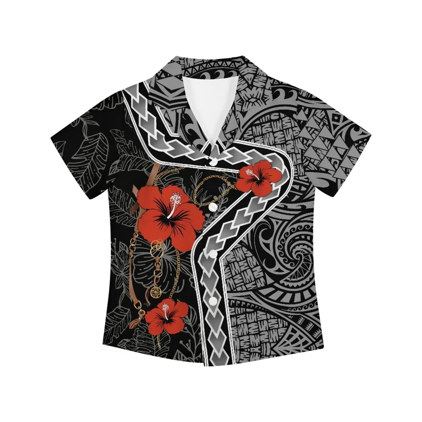 Polynesian Tribal Fijian Totem Tattoo Fiji Prints Children Shirts Fashion Short-sleeved Boys Shirts For Kids Blouses