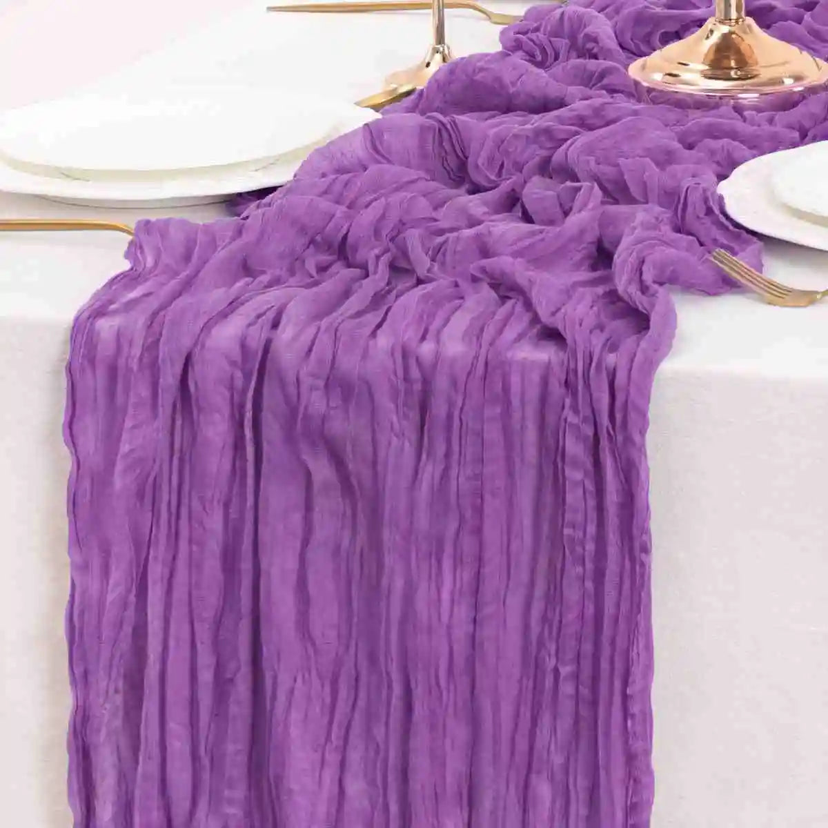 Eightree 2025 Knit Cloth Table Runner Wedding Birthday Party Banquet Decoration Gauze Fabric Voile Table Cloth Twist Table Cover