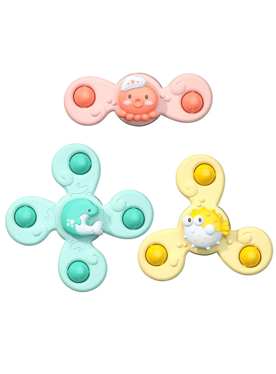 3Pcs Suction Cups Spinning Top Relief Stress Educational Toys Baby Spinners Bath Toys For Toddlers Bath Gifts
