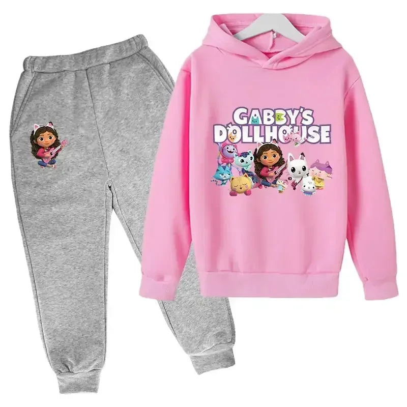 2024 Hoodie Kleinkind Mädchen Gabby Puppenhaus Kleidung Hoodies Hosen 2Pcs Sets Nette Kinder Kostüm Kinder Trainingsanzüge Kinder Gabby Katzen 