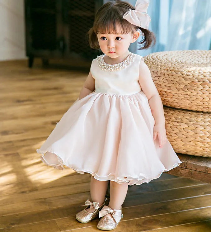 IYEAL New Fashion Sleeveless Children Girl Dress Beading Kids Girl Gown