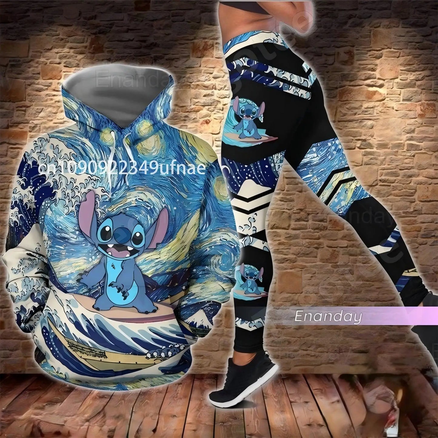 2025 Disney 3D hoodie sports yoga pants Stitch Fashion Women's tracksuit 3D