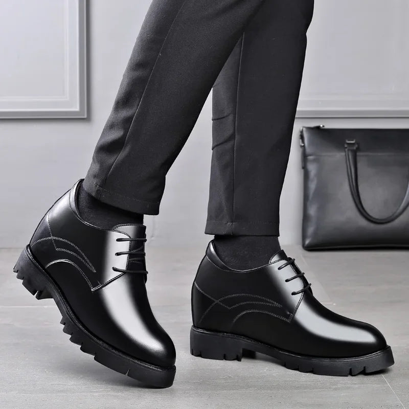 12cm genuine leather Men's Height-increasing Shoes Invisible Height-increasing   Elevator Shoes Business Casual Men Shoes