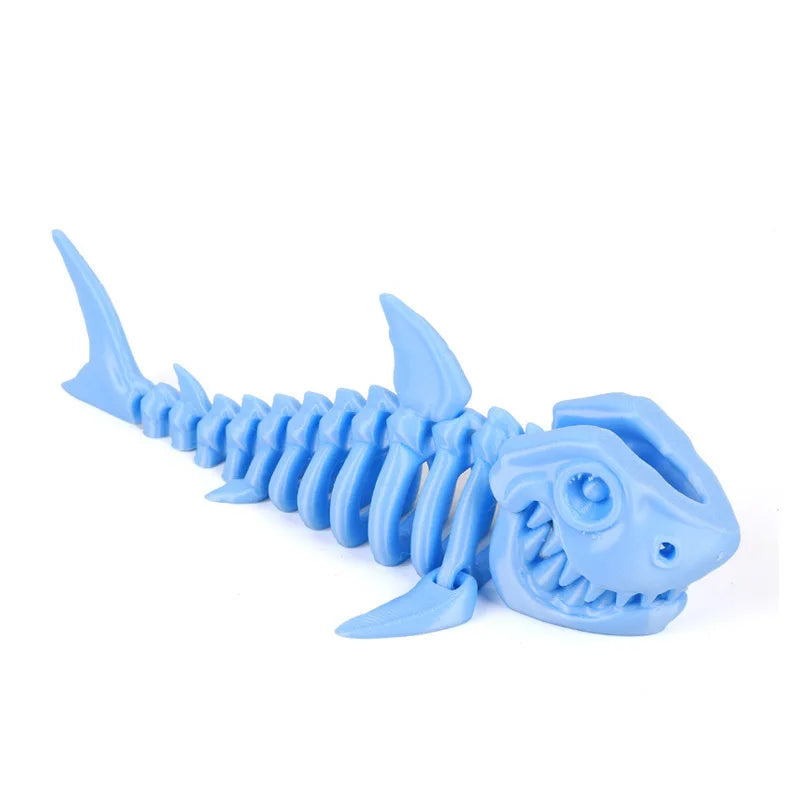 3D Printed Bony Shark Model Toys Animals Figurines Multi-Jointed Fishbowl Setting Decorative Desktop Ornament Kids Novelty Gifts