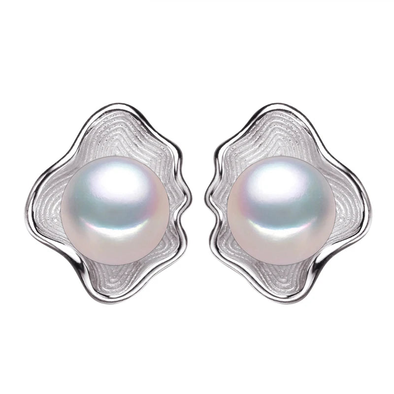 FENASY Genuine Natural Freshwater Pearl Stud Earrings 925 Sterling Silver Party Jewelry Elegant Gifts For Women Wholesale