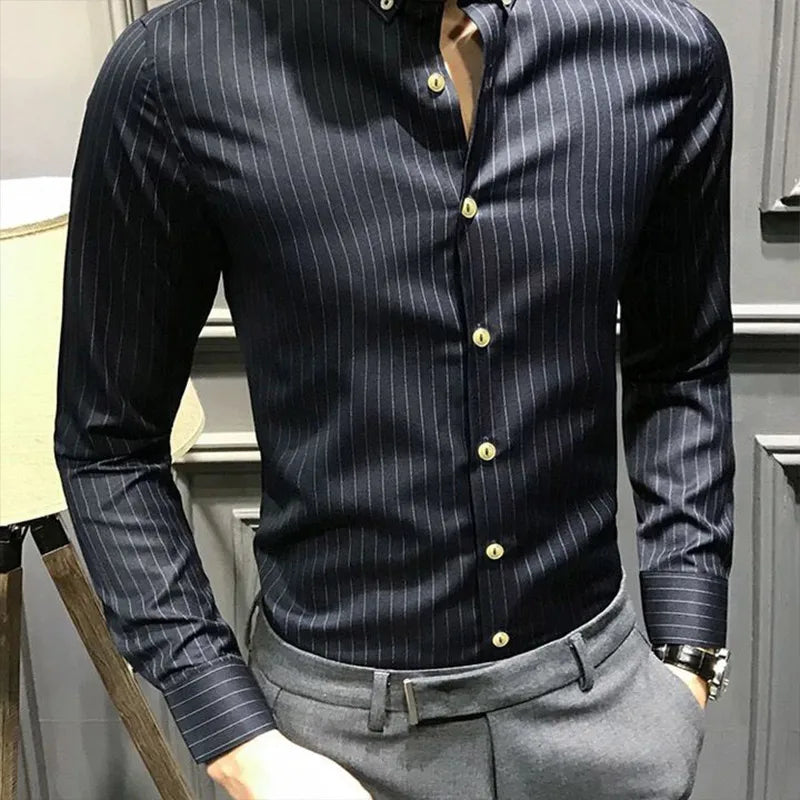 KPOP Fashion Style Harajuku Slim Fit Tops Loose Casual All Match Shirt Korean Style Korean Style Stripe Button Long Sleeve Blusa