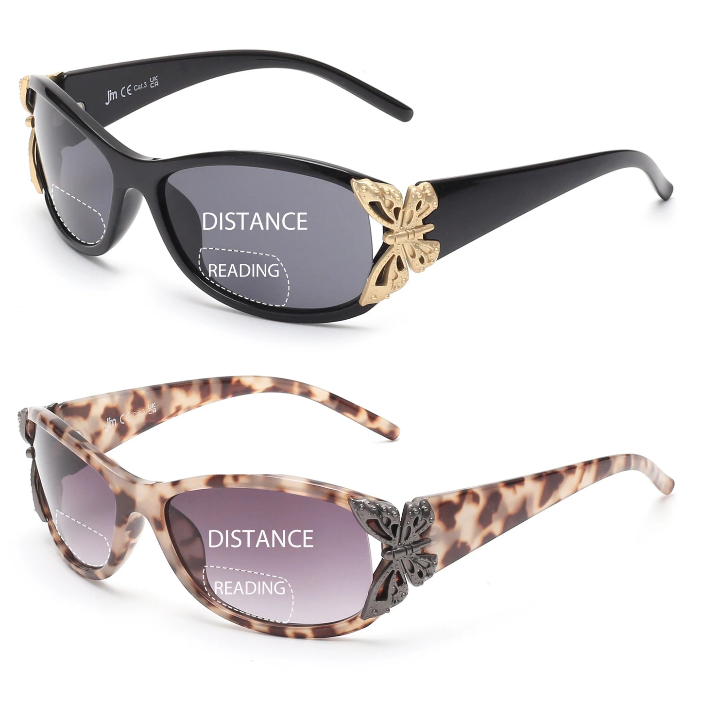 JM Bifocal Reading Sunglasses for Women Fashion Sun Readers Outdoor Reading Glasses UV400 Protection