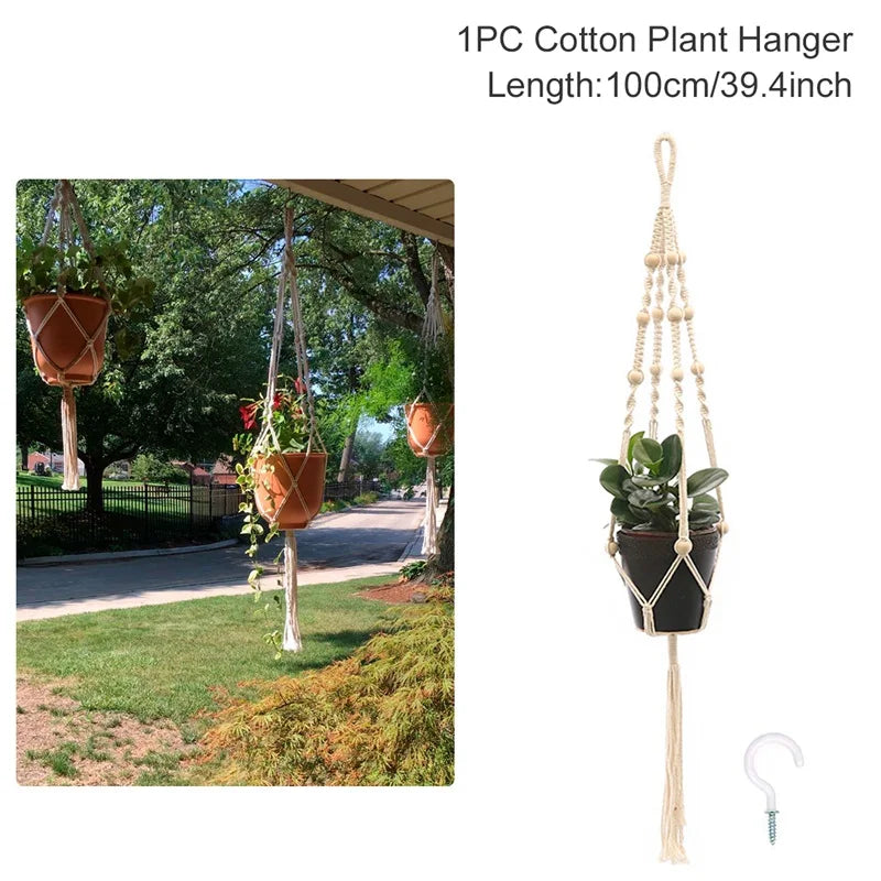 Hanging Plant Handmade Macrame Courtyard Garden Decoration