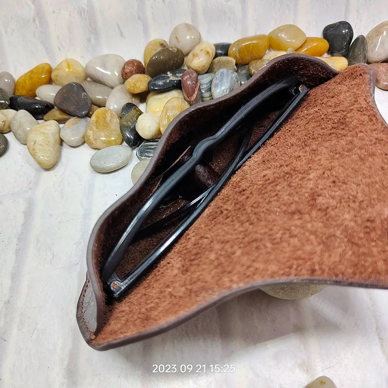 Blongk Glasses Case Waist Bag Genuine Leather Sunglasses Box Pocket Belt Pack Portable Men Women YJHd-55