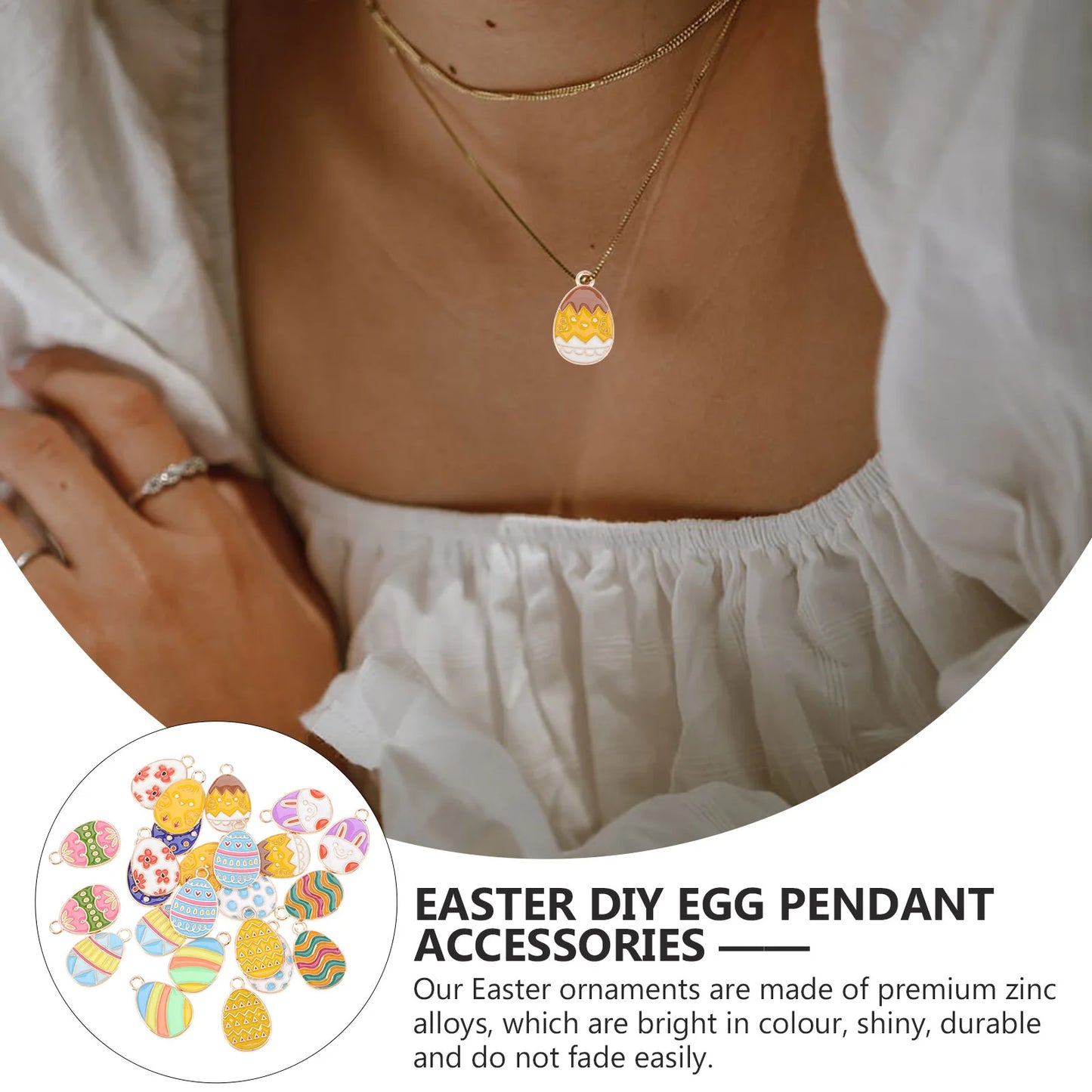 24 Pcs Easter Egg Pendant Decorations Bunny Charms Balloon DIY Accessories Chicken Earring Zinc Alloy