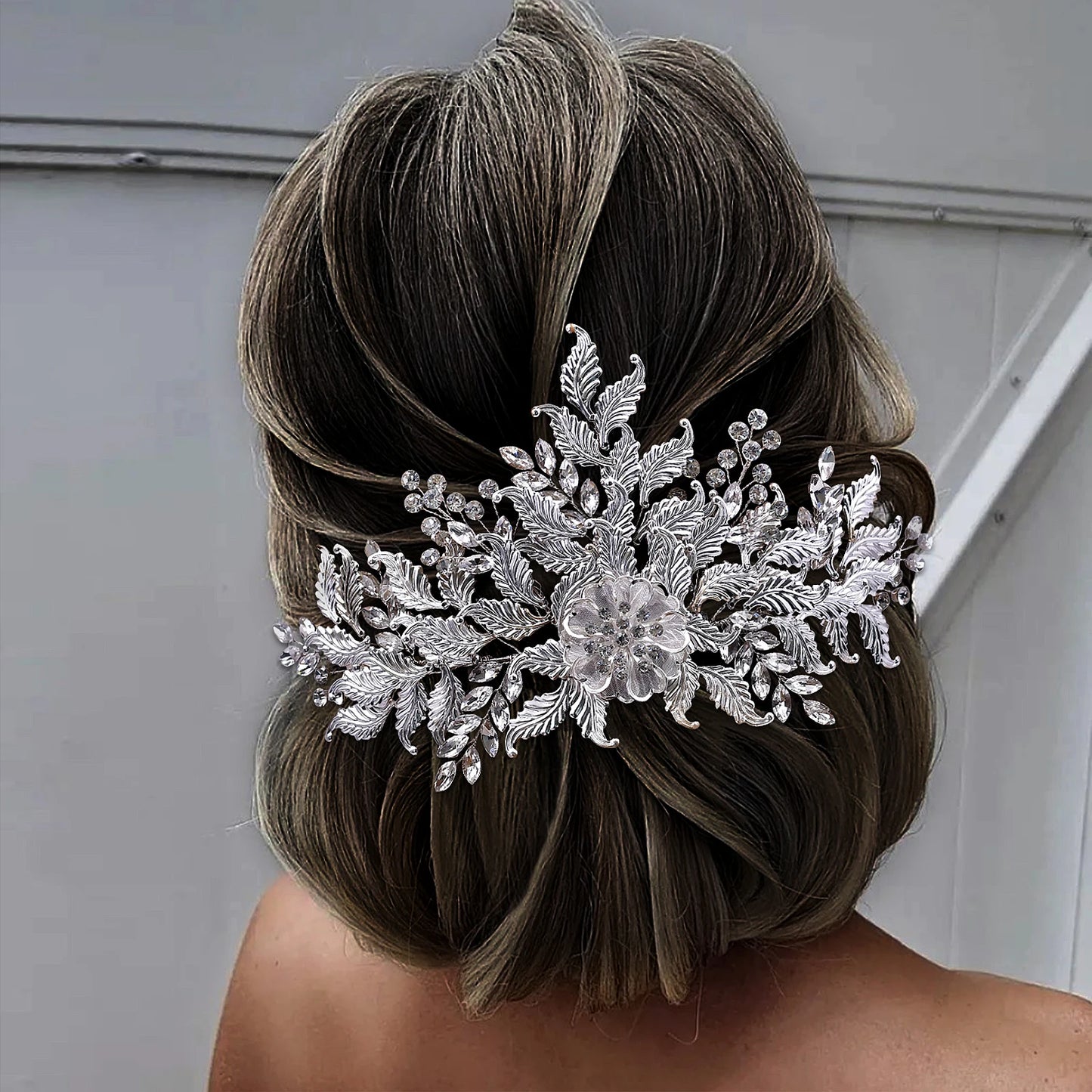 HP512 Alloy Leaves Wedding Comb Bridal Headdress Earring Bride Hair Accessories Woman Headwear Hair Ornaments Jewelry