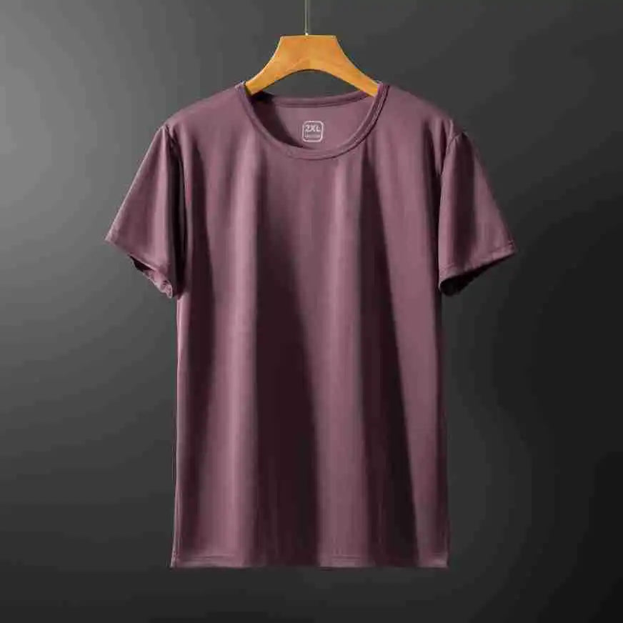 Summer Men's T-shirts Ice Silk Tops Men Short Sleeve Casual Fashion Men Clothing Basic Shirt O Neck Solid Color Classical Tshirt