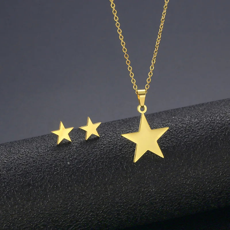 10 PiecesHip Hop Personalized Accessories Stainless Steel Necklace Fashion Jewelry Set for Women Smooth Geometric Design