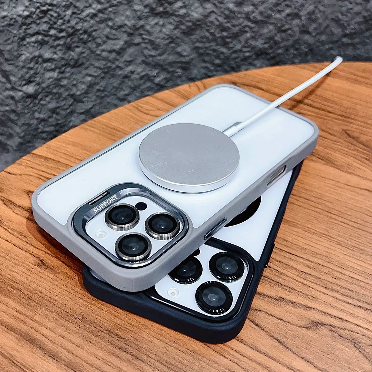 Luxuriöse, magnetische, stoßfeste Telefonhülle für iPhone 15 16 14 13 12 11 Pro Max für Magsafe Funda Standglaslinsenschutzabdeckung 