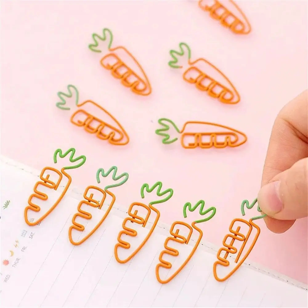 5pcs Carrot Shaped Carrot Paper Clip Binder Clip Memo Clip Carrot Metal Bookmark Reading Assistant Orange Kids Stationery
