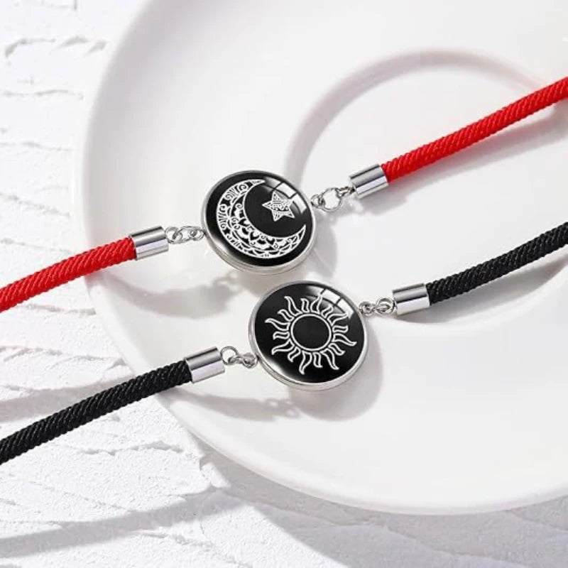 2025 Valentine Day Bracelet 2Pcs/Set Sun Moon Couple Braslet Unfading Adjustable Good Luck Red Thread Braclet For Lovers Joias