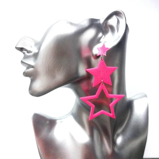 Stern-Ohrringe für Frauen, neonfarben, hohle Stern-Ohrringe, funkelnde Stern-Tropfen-Ohrringe, Schmuck, Geschenk zum Valentinstag 