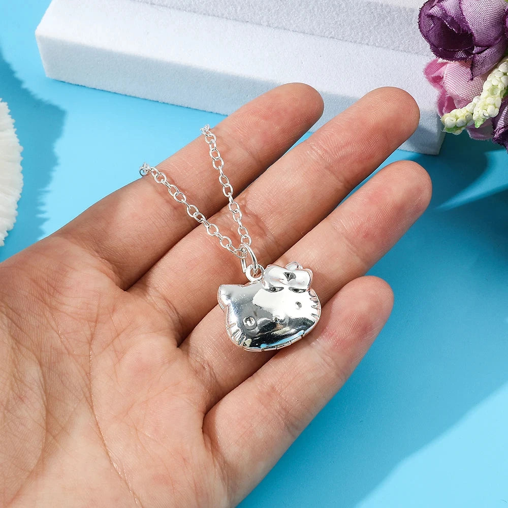 Anime Hello Kitty Sanrio Necklace Y2K Collar Kawaii Adjustable Pendant Golden Silvery Colour Jewelry Accessory Girl Gift