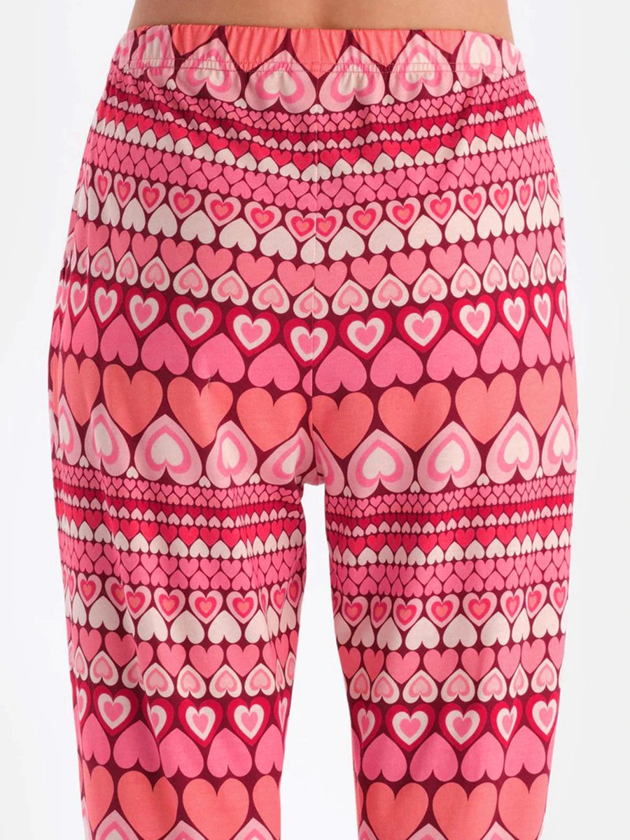 Women Valentine s Day Pajamas Lounge Set Heart Print Long Sleeve Tops and Pants 2 Piece Loungewear Outfits