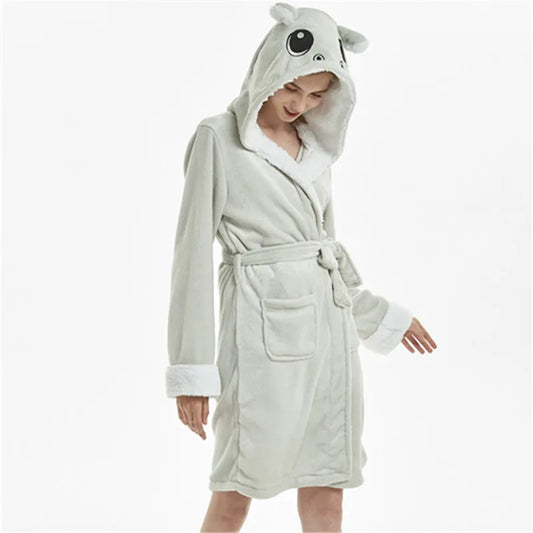 Flannel Bathrobe Starry Sky Rainbow Unicorn Sleepwear Pajamas For Adult Women Loungewear Halloween Costumes Oversized Nightgown