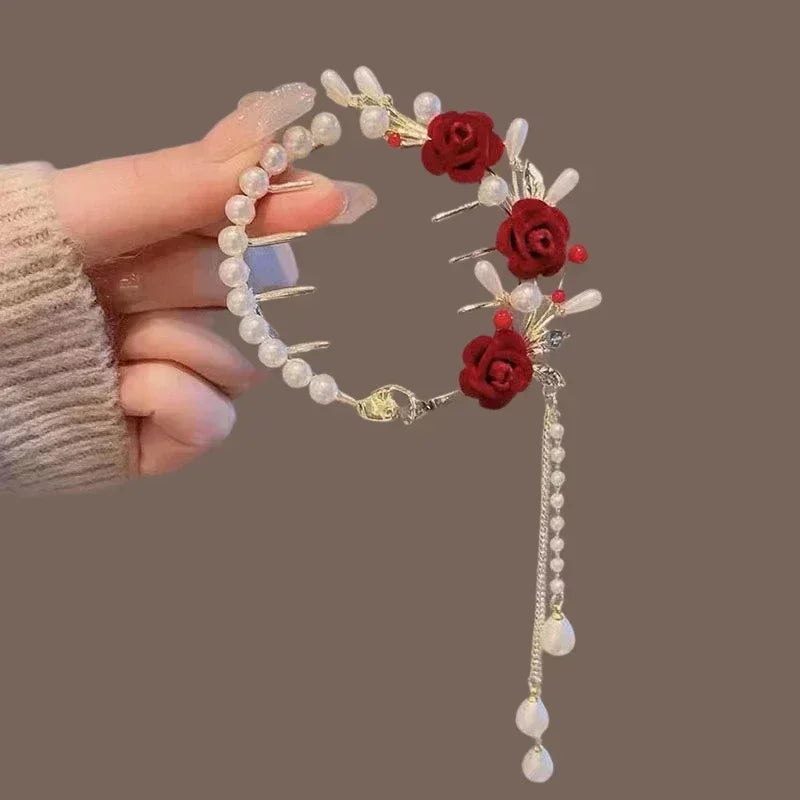2023 New Bell Orchid Tassel Twist Hair Clip Ladies Elegant Frog Buckle Hair Grips Ponytail Braid Female Exquisite Headdress