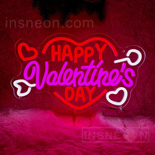 Happy Valentines Day Neon Sign for Room Decoration,Neon LED Lights Signs for Bedroom Wall Decor,Home,Wedding,Gaming,Bar,Custom