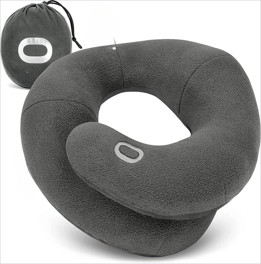 Head, and Chin When Sleeping Upright on Flights, Car, and Home, Comfortable Airplane Travel Pillow, X- Large, Gray