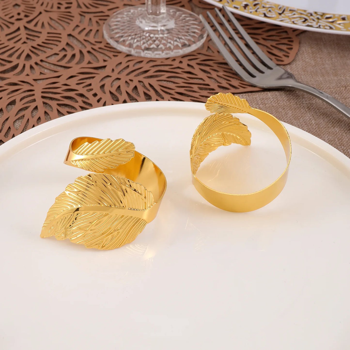 Alloy Leaf Napkin Ring Golden Leaves Napkin Buckles Wedding Party Banquet Table Decoration,12PCS/SET