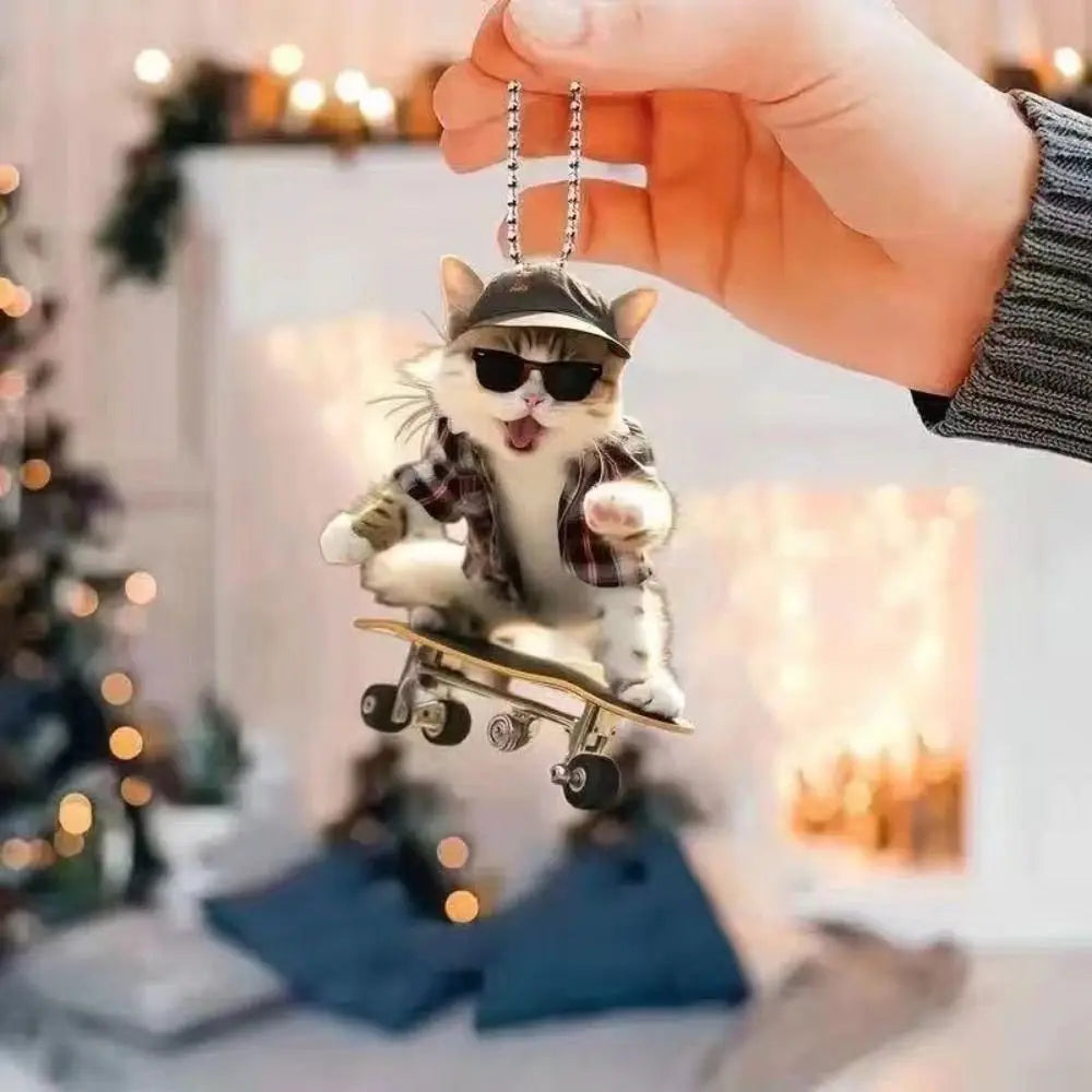 Creative Dog Cat Key Chain Car Key Ring Cartoon Animal Acrylic Pendant Bag Pendant Backpack Accessories Car Decoration Bag Decor