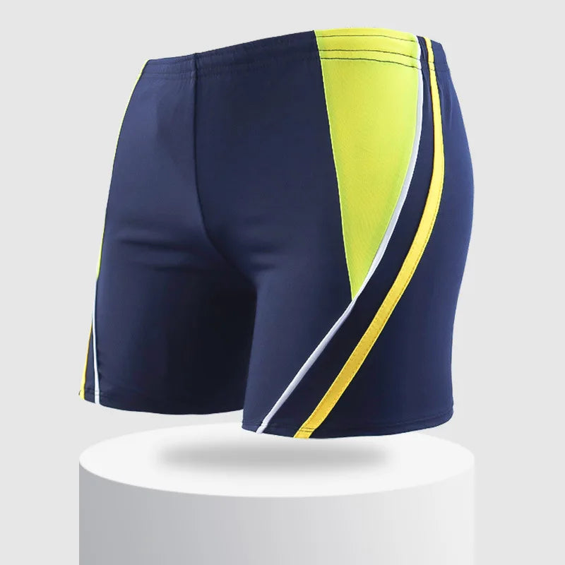 Men Elastic Swimming Trunk Swimwear Striped Beach Swim Sport Short Briefs Surfing Summer Swimsuit Boxer Shorts Bathing Suit