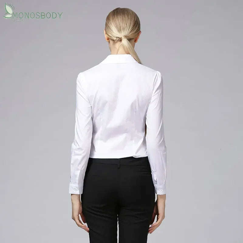 Fashion  clothes White Body Shirts Women Business Work Wear Bodysuits Female Rompers Office Lady Blouses and Tops Elegant Monos Mujer