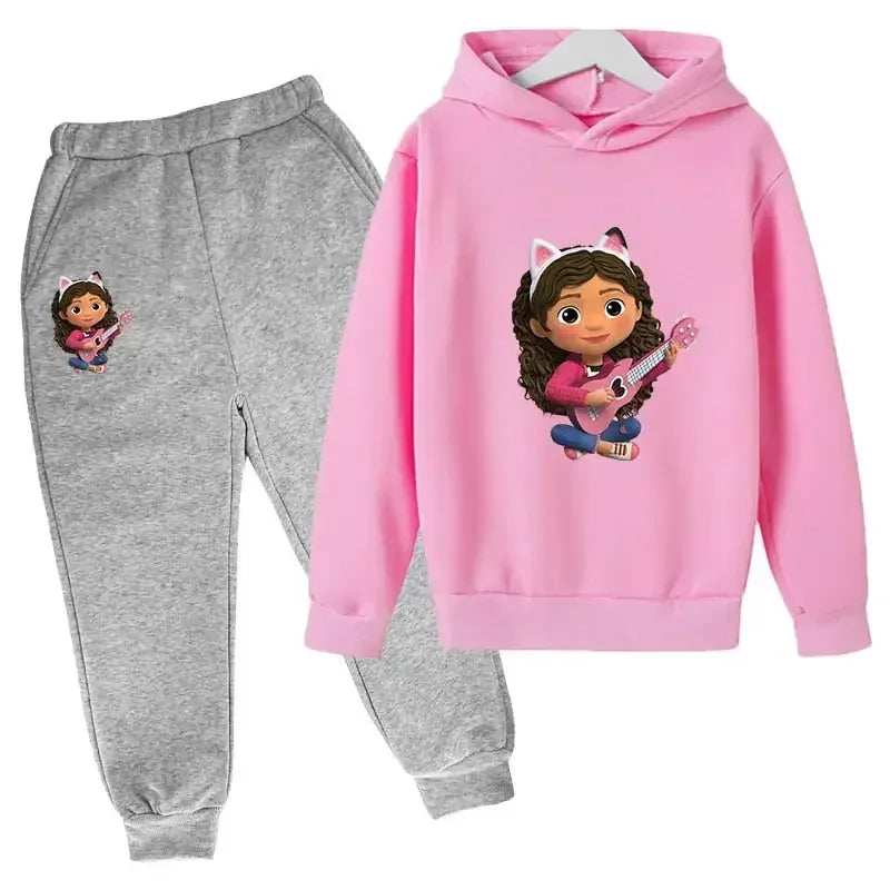 2024 Hoodie Kleinkind Mädchen Gabby Puppenhaus Kleidung Hoodies Hosen 2Pcs Sets Nette Kinder Kostüm Kinder Trainingsanzüge Kinder Gabby Katzen 