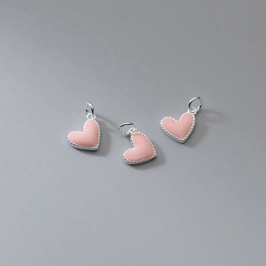 925 Silver Charms Heart Pendant Charms DIY Pendant Necklace Accessries Jewelry Silver 925 Colorful