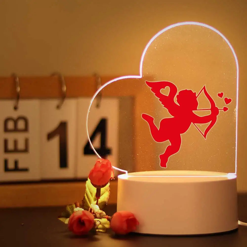 Valentine’s Day 3d Illusion Night Lamp for Room Decor the Girlfriend Lovers Gift