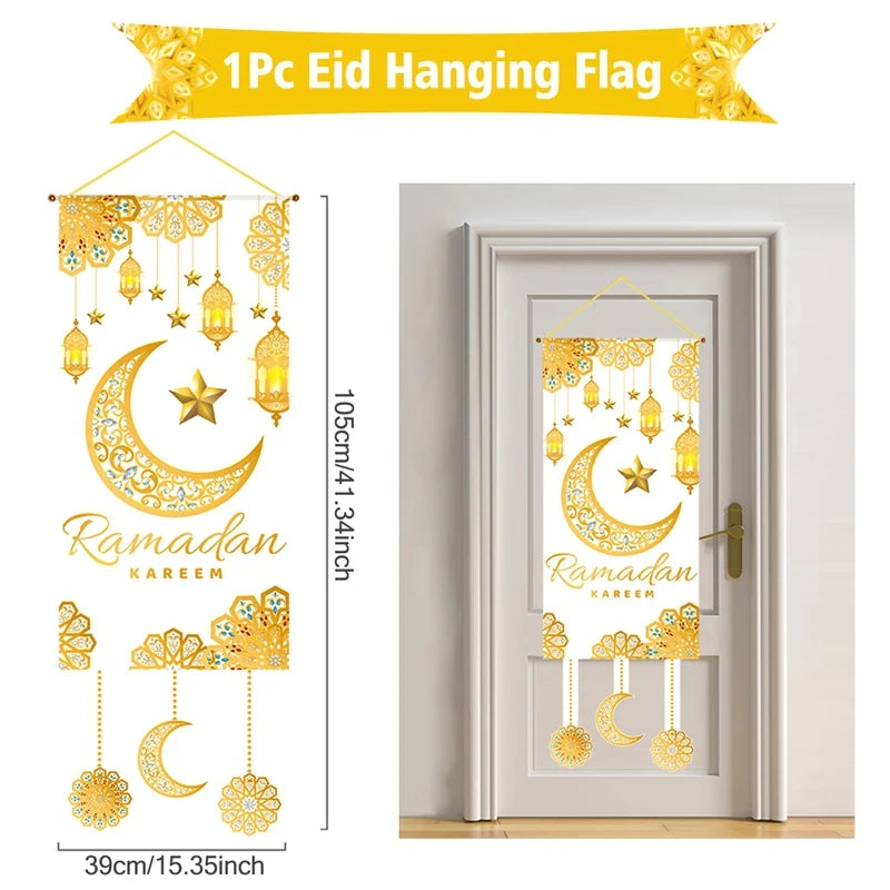 Ramadan Hanging Flag Ramadan Kareem Decoration For Home 2025 Aid EID Mubarak Muslim Islamic Festival Eid Al-fitr Party Supplies